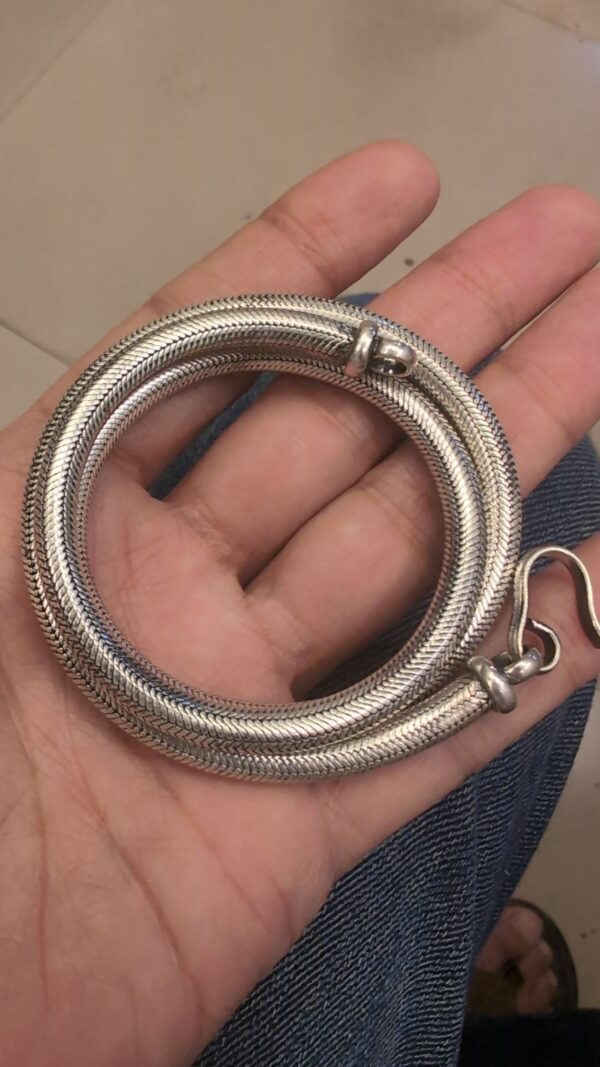 Heavy Silver Snake Chain Necklace, 5mm Thick, 17 Inch, Vintage Style